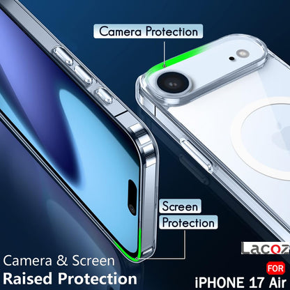 Premium Magnetic Transparent Phone Case for iPhone 17 Air Crystal Clear Protective Cover with Strong Magnetic Ring for Wireless Charging