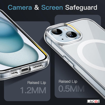 Premium Magnetic Transparent Phone Case for iPhone 13 Crystal Clear Protective Cover with Strong Magnetic Ring for Wireless Charging