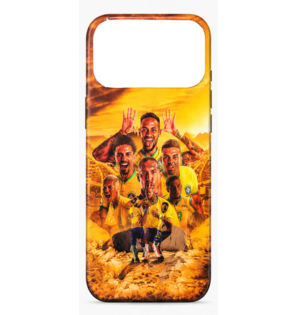 Lacoz Football Theme Brazil Team Printed Slim Fit Anti-Scratch Back Case with Precision Cut-Outs and Comfortable Grip Shockproof Protective Cover Compatible With iPhone 17 Pro