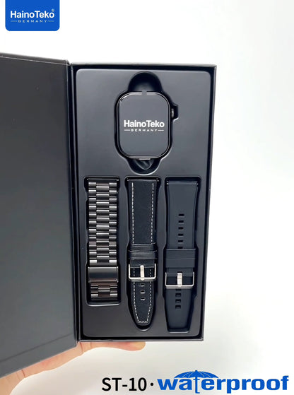 HainoTeko ST-10 Watch Buds with AMOLED Display, Bluetooth Calling Smartwatch with Built-in Earbuds, Waterproof Smart Watch 3 Interchangeable Straps Fitness Tracker Designed for Ladies and Gents