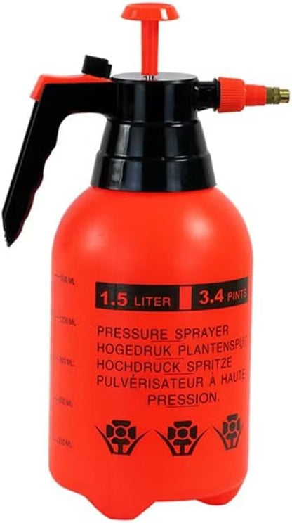 1.5L Handheld Pressure Sprayer Multi-Purpose Pump Spray Bottle for Gardening Cleaning & Household Use