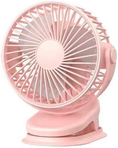 Portable Clip Fan Rechargeable USB Handheld Desk Fan with 3 Speed Modes Adjustable Head, Strong Grip Base, Mini Personal Cooling Fan for Home Office Travel