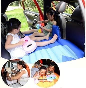Multi Purpose Inflatable Car Air Bed Mattress for SUV MPV and Car Portable Travel Sleeping Bed with Pump Durable & Comfortable for Camping Road Trips and Outdoor Adventures (Beige)