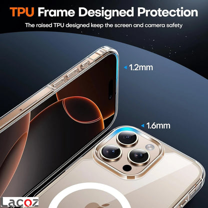 Premium Magnetic Transparent Phone Case for iPhone 15 Pro Max Crystal Clear Protective Cover with Strong Magnetic Ring for Wireless Charging