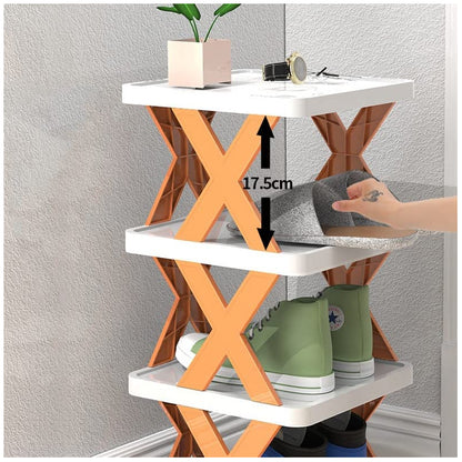 6-Tier Shoe Rack Storage Organizer with Sturdy X-Frame Support Premium PP Shelves, Space-Saving Multi-Layer Shoe Stand for Entryway, Bedroom, Closet & Living Room