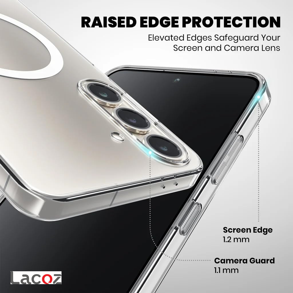 Premium Magnetic Transparent Phone Case for Samsung Galaxy S25+ Crystal Clear Protective Cover with Strong Magnetic Ring for Wireless Charging