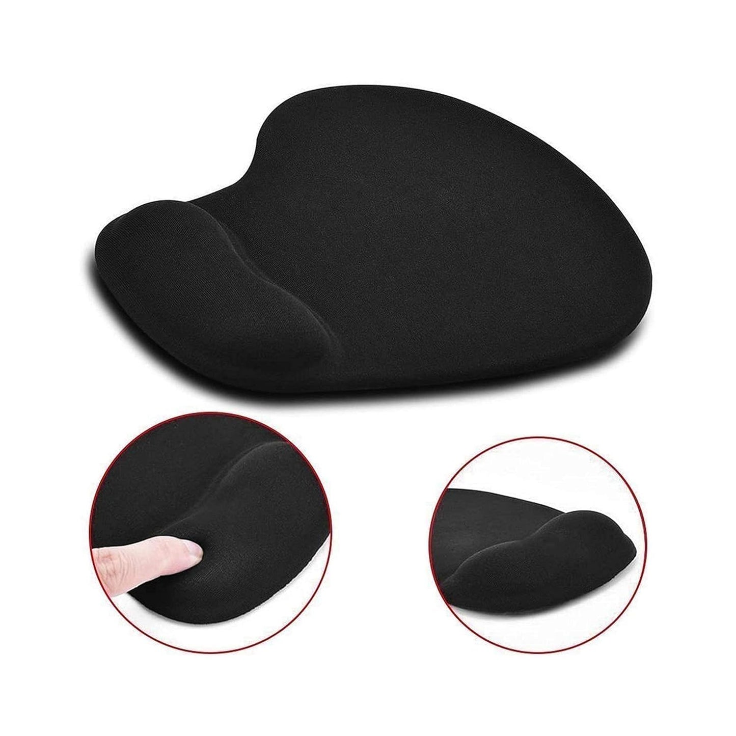 H02 Ergonomic Mouse Pad with Gel Wrist Support | Non-Slip Base | Smooth Surface for Optical & Laser Mouse | Black (Mouse Not Included)