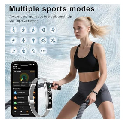 Smart Bracelet Fitness Tracker with Waterproof Heart Rate, Sleep Monitoring Bluetooth 5.3 Health Tracker Bracelet Designed for Ladies and Gents Silver