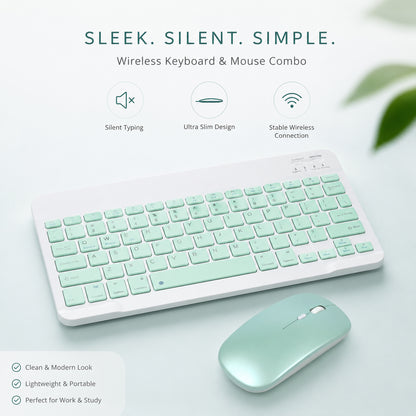 Wireless Rechargeable Keyboard & Mouse Combo with 2.4GHz USB Receiver, Silent Keys, Ergonomic Slim Design, Multi-Device Compatible for Windows, Android & iOS