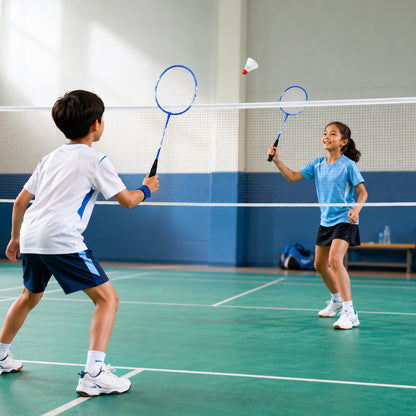Badminton Racket & Shuttlecock Combo Set – 2 Lightweight Durable Steel Badminton Rackets with 2 Nylon Shuttlecocks, Non-Slip Grip, Pre-Strung Racquets for Indoor & Outdoor Sports