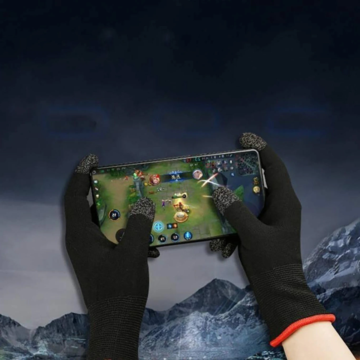 Gaming Cooler Fan & Finger Sleeve Combo Set – Wired Mobile Phone Cooling Fan with 3-Level Speed Adjustment, RGB LED Lights, USB Powered Smartphone Cooler with Anti-Sweat Gaming Gloves
