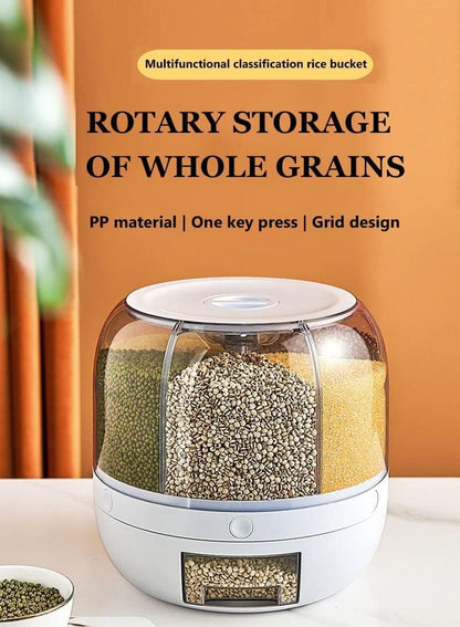 Rotating Rice Dispenser 7L Multi Grain Storage Container with 360 Degree Rotation & One Touch Dispensing System for Kitchen Pantry Storage