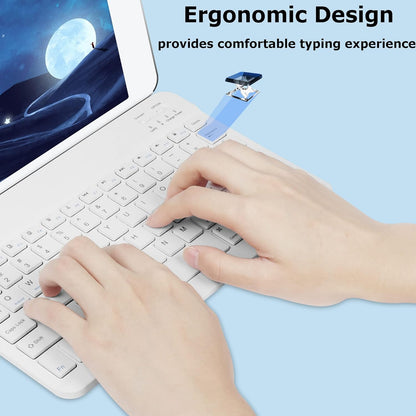 Wireless Bluetooth Keyboard and Mouse Combo – Rechargeable Slim Keyboard Kit with Multi-Device Support, Silent Click Mouse, Long Battery Life, Compact Portable Design for Laptop, PC, Tablet White