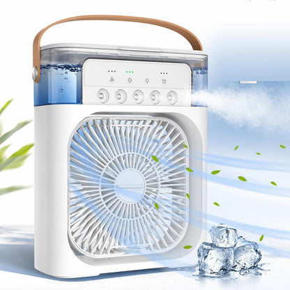 Portable Air Cooler Fan with Humidifier 3-Speed Turbo Cooling LED Night Light USB Powered Personal Air Cooler for Home, Office & Travel White