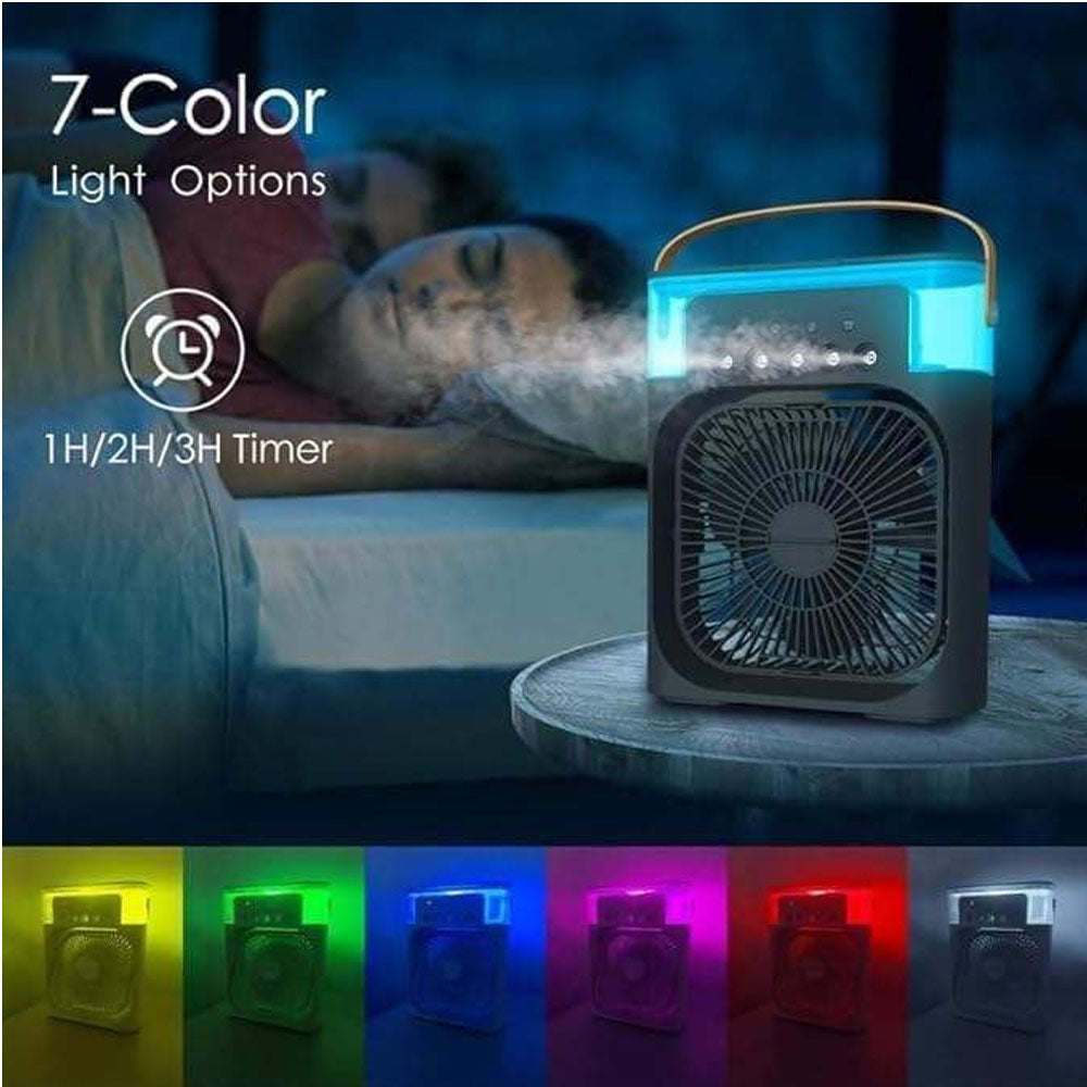 Portable Air Cooler Fan with Humidifier 3-Speed Turbo Cooling LED Night Light USB Powered Personal Air Cooler for Home, Office & Travel Black