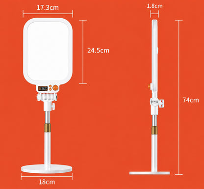 MZ026 Full Screen LED Beauty Light with Adjustable Desktop Stand Stepless Dimming Live Streaming & Photography Fill Light for Makeup, Video Recording, TikTok, YouTube & Online Meetings