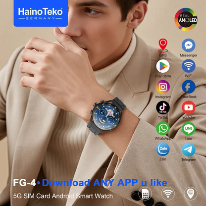 HainoTeko FG-4 Smart Watch with AMOLED Display Smart Notifications Social Media & Fitness Tracking and Multi-Sport Modes Designed for Gents Black