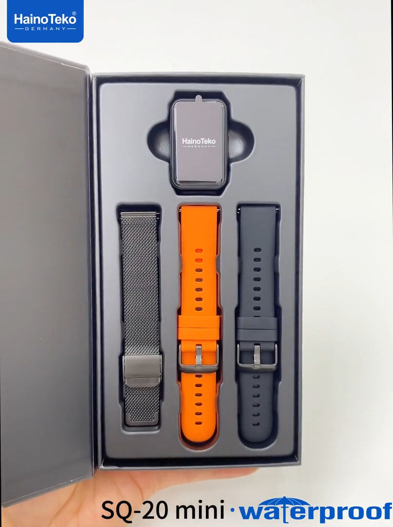 HainoTeko SQ-20 Mini Waterproof Design Smart Watch with AMOLED Display Bluetooth Calling Heart Rate & Fitness Tracking 3 Pair Straps and Charging Cable Designed for Ladies and Gents