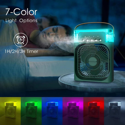 Portable Air Cooler Fan with Humidifier 3-Speed Turbo Cooling LED Night Light USB Powered Personal Air Cooler for Home, Office & Travel Green