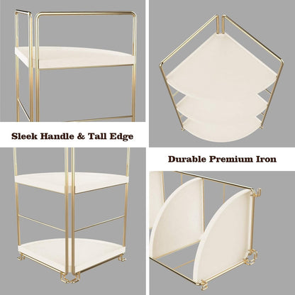 2-Tier Corner Countertop Storage Shelf Organizer with Metal Frame Stackable Multi-Purpose Corner Rack for Kitchen, Bathroom, Living Room & Office