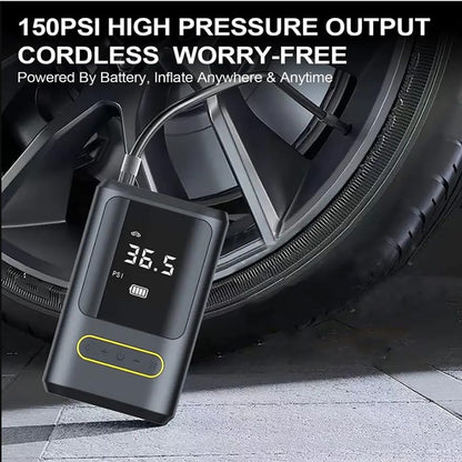 Portable Smart Car Air Pump Tire Inflator, Cordless Digital Air Pump with LCD Display, Preset Pressure Modes, Auto Shut-Off, USB Rechargeable Air Pump for Car, Motorcycle, Bicycle and Sports Balls