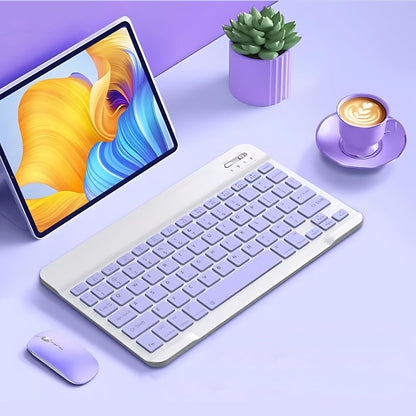 Wireless Bluetooth Keyboard and Mouse Combo – Rechargeable Slim Keyboard Kit with Multi-Device Support, Silent Click Mouse, Long Battery Life, Compact Portable Design for Laptop, PC, Tablet Purple