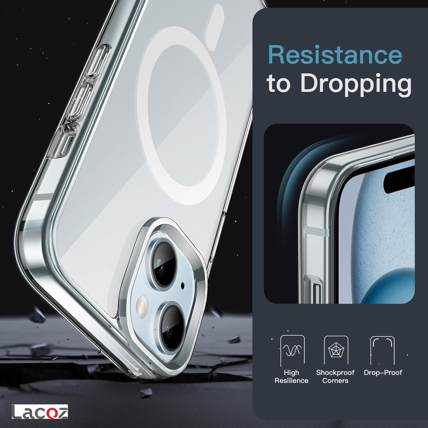 Premium Magnetic Transparent Phone Case for iPhone 14 Crystal Clear Protective Cover with Strong Magnetic Ring for Wireless Charging
