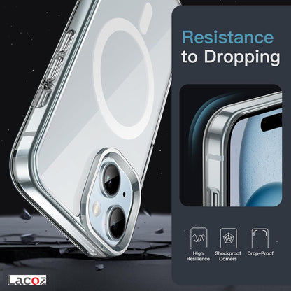 Premium Magnetic Transparent Phone Case for iPhone 14 Crystal Clear Protective Cover with Strong Magnetic Ring for Wireless Charging