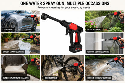 Cordless High Pressure Washer Gun 48V Rechargeable Portable Car Washer Spray Gun with Foam Bottle, Multi-Nozzle Water Spray, Battery Powered Cleaning Machine for Car, Bike, Garden & Home Use