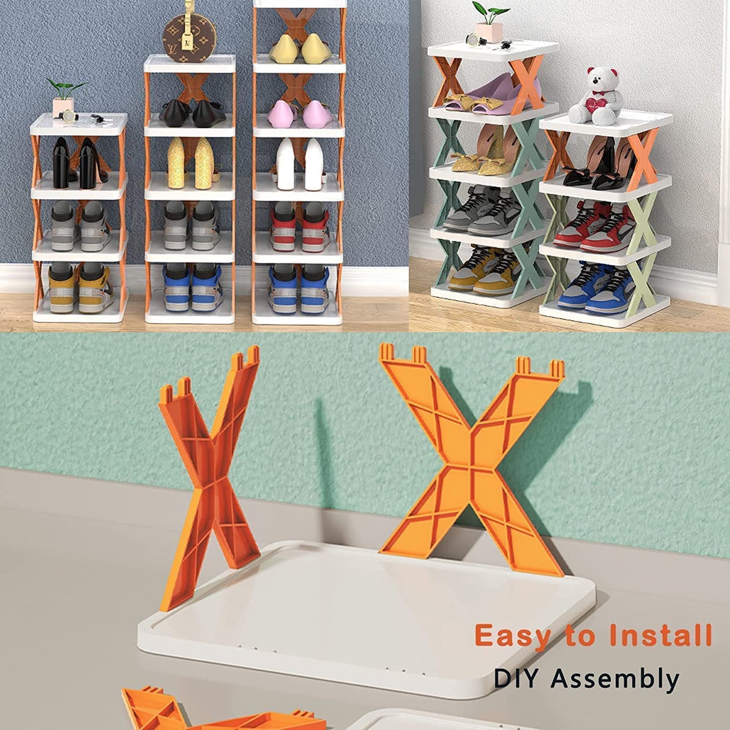 5-Layer Multipurpose Shoe Rack Organizer Space Saving Vertical Shoe Storage Stand with Sturdy Shelves, Compact Footprint, Easy Assembly Rack for Entryway, Bedroom, Closet & Living Room
