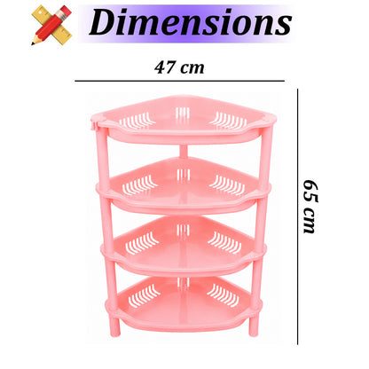4-Layer Plastic Corner Storage Rack for Kitchen & Home – Space-Saving Multi-Tier Vegetable & Fruit Organizer Shelf, Durable Ventilated Storage Stand for Kitchen