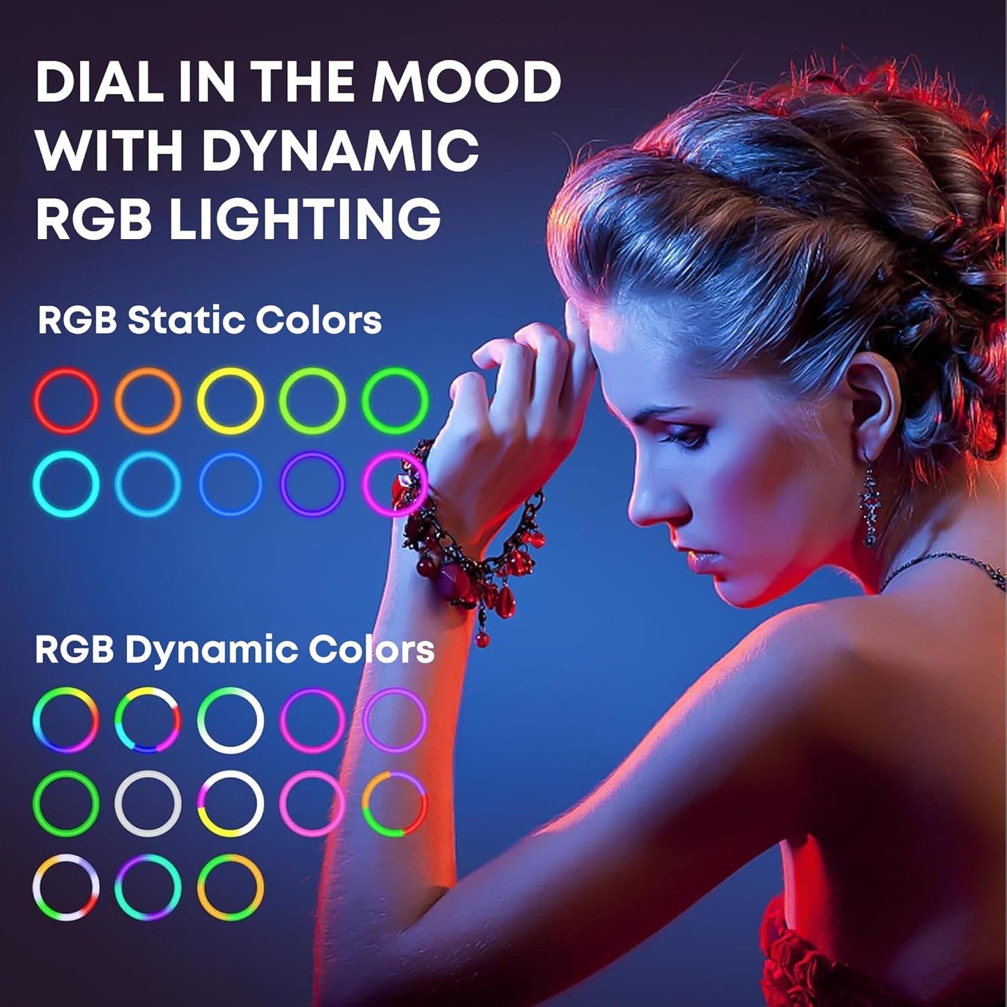 RGB LED Soft Ring Light with Mobile Holder & Adjustable Brightness 360° Rotating Selfie Ring Light for Live Streaming, Makeup, Photography & Video Recording (10 Inch)