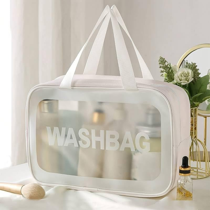 Set of 3 Waterproof Travel Wash Bags with Transparent Window Zipper Closure & Carry Handle – Portable Cosmetic, Toiletry & Makeup Organizer Set for Travel, Bathroom & Daily Use