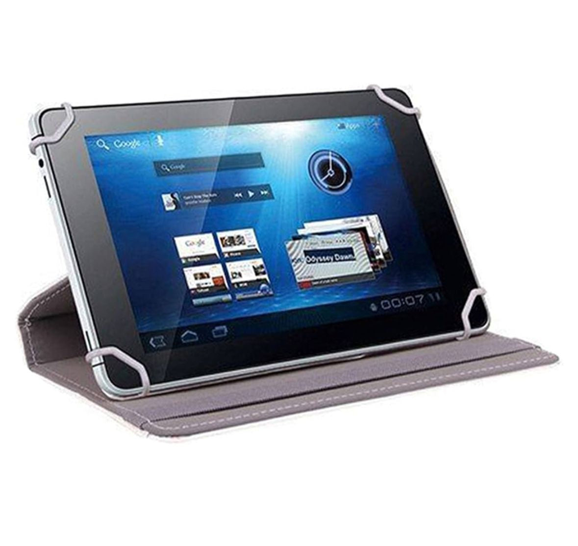 Universal 7 Inch Tablet Case Cover Premium PU Leather 360° Rotating Stand Folio Wallet Case with Elastic Clips & Camera Slots