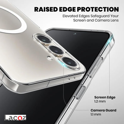 Premium Magnetic Transparent Phone Case for Samsung Galaxy S25 Crystal Clear Protective Cover with Strong Magnetic Ring for Wireless Charging