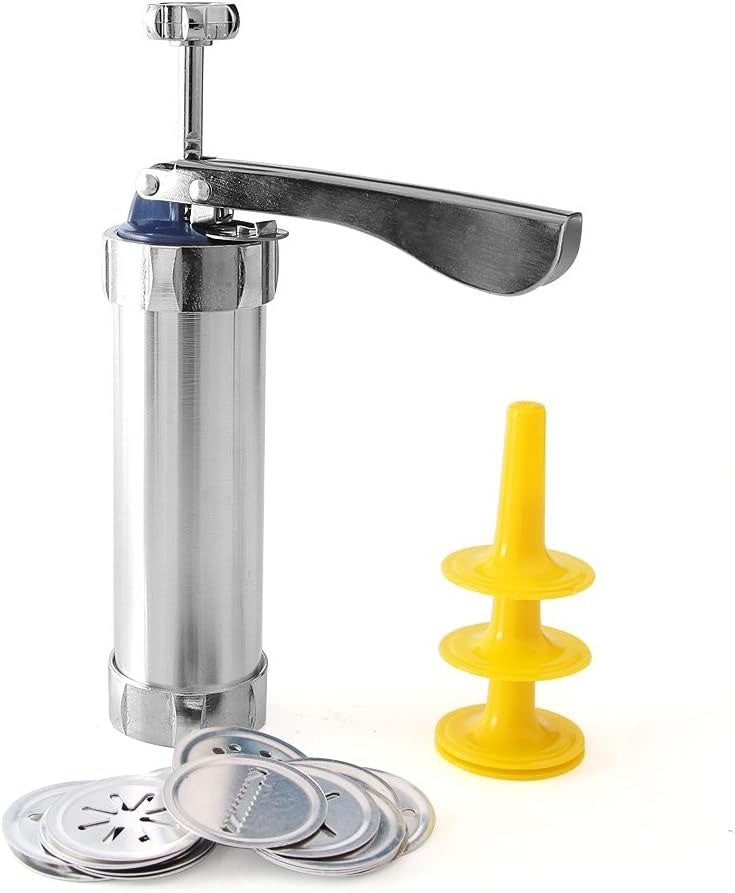 Biscuit Cookie Extruder Press Gun Set with 10 Moulds & 4 Nozzles – Multi-Function Cookie Maker & Cake Decorating Tool for Baking Biscuits, Cookies & Pastry Designs