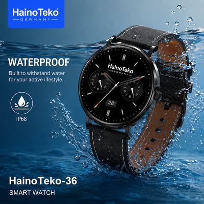 HainoTeko-36 Super Slim Waterproof Design Smart Watch with AMOLED Display Bluetooth Calling, 7-Day Battery Life Multiple Sports Modes and 3 Interchangeable Straps Designed for Ladies and Gents