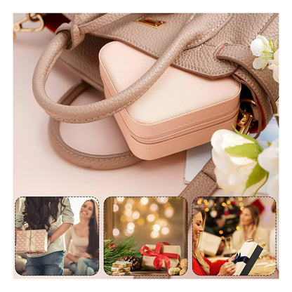 Portable Travel Jewelry Organizer Box with Zipper Compact Jewelry Storage Case for Rings, Earrings, Necklaces, Bracelets, Watches & Small Accessories