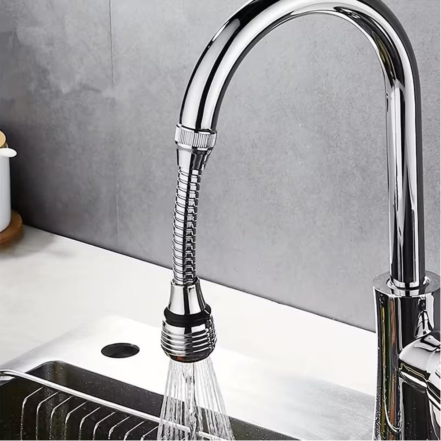 360° Swivel Kitchen Faucet Aerator with Flexible Hose-Water-Saving Sink Tap Nozzle Attachment, Universal Rotating Faucet Extender for Kitchen & Bathroom Sinks