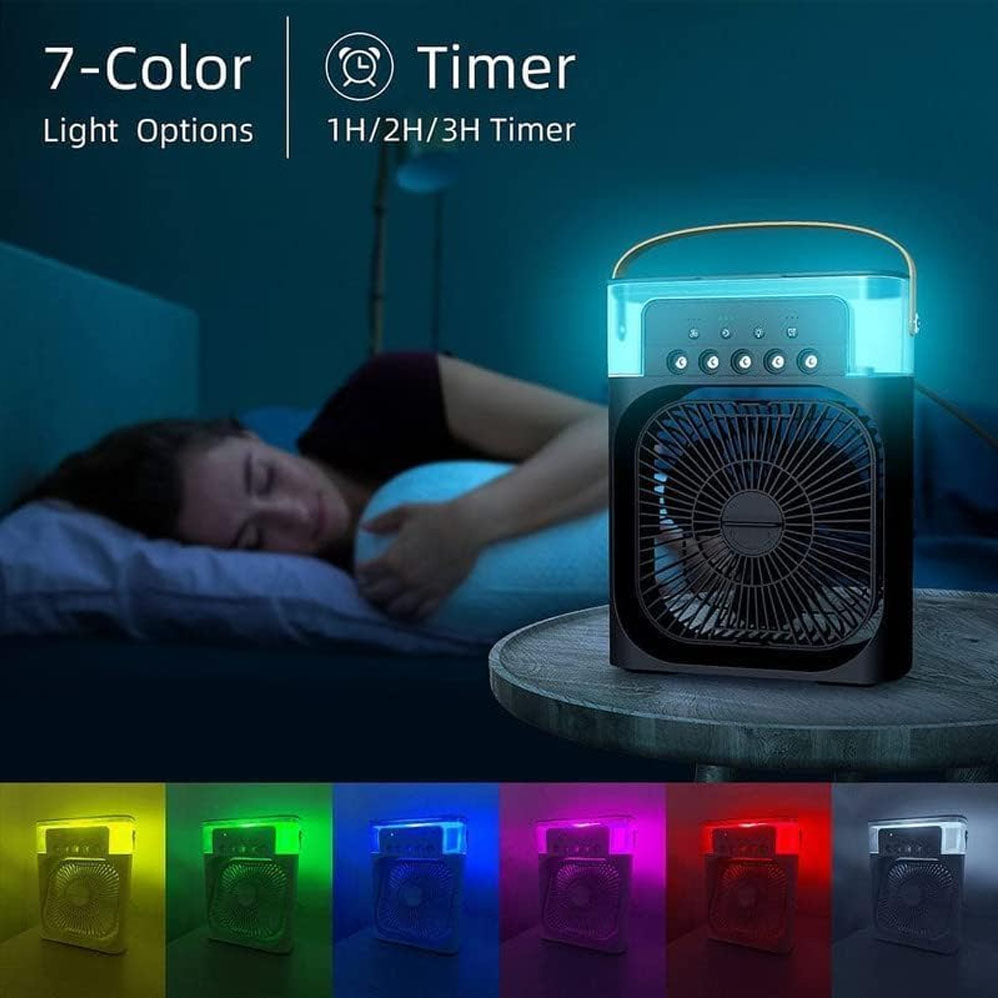 Portable Air Cooler Fan with Humidifier 3-Speed Turbo Cooling LED Night Light USB Powered Personal Air Cooler for Home, Office & Travel Blue