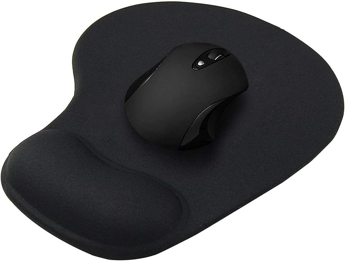 Ergonomic Mouse Pad with Gel Wrist Support | Non-Slip Base | Smooth Surface for Optical & Laser Mouse | Black (Mouse Not Included)