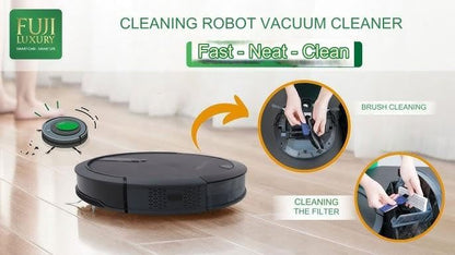 Fuji Luxury T4 Automatic Vacuum Cleaner Robot with Remote Control – Smart Navigation, Powerful Suction, Quiet Operation, Multi-Surface Cleaning, Ideal for Home Office & Pet Hair Cleaning