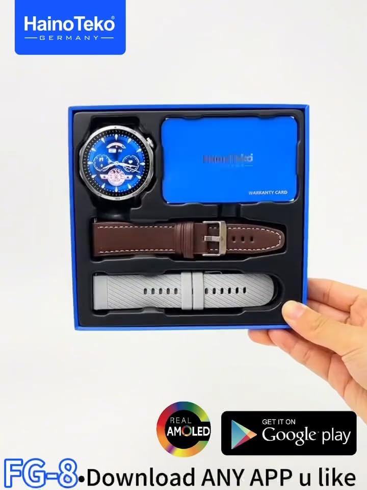 HainoTeko FG-8 5G Android Smart Watch with SIM Card Support, AMOLED Display, Download Any App, GPS, WiFi, Bluetooth Calling & Social Media Access