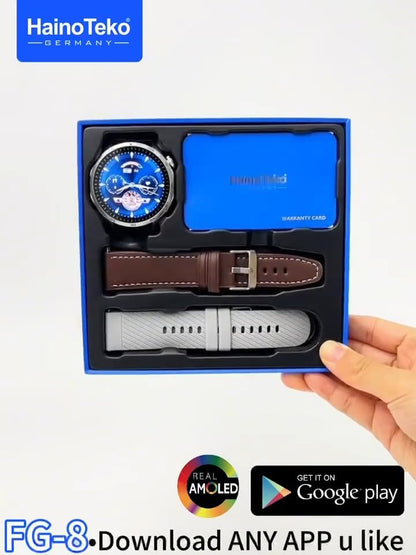 HainoTeko FG-8 5G Android Smart Watch with SIM Card Support, AMOLED Display, Download Any App, GPS, WiFi, Bluetooth Calling & Social Media Access