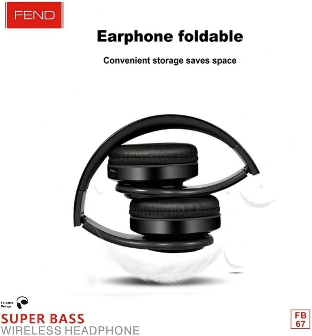 Fend FB67 Super Bass Bluetooth Wireless Headset for iPhone and Android Mobiles and Tablets and PC (Black)