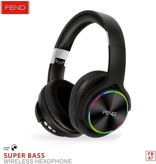 Fend FB67 Super Bass Bluetooth Wireless Headset for iPhone and Android Mobiles and Tablets and PC (Black)