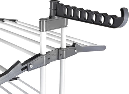 3 Tier Foldable Cloth Drying Stand with Wheels Heavy Duty Laundry Drying Rack for Indoor & Outdoor Use Space Saving Clothes Airer with Hanger Slots