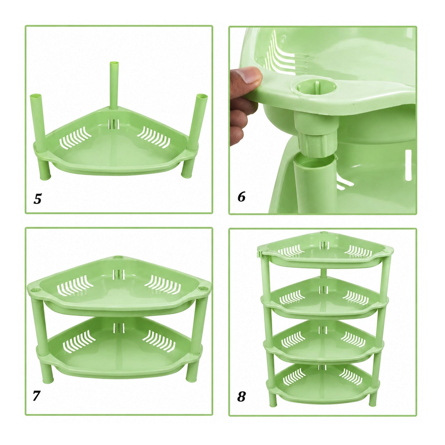4-Layer Plastic Corner Storage Rack for Kitchen & Home – Space-Saving Multi-Tier Vegetable & Fruit Organizer Shelf, Durable Ventilated Storage Stand for Kitchen