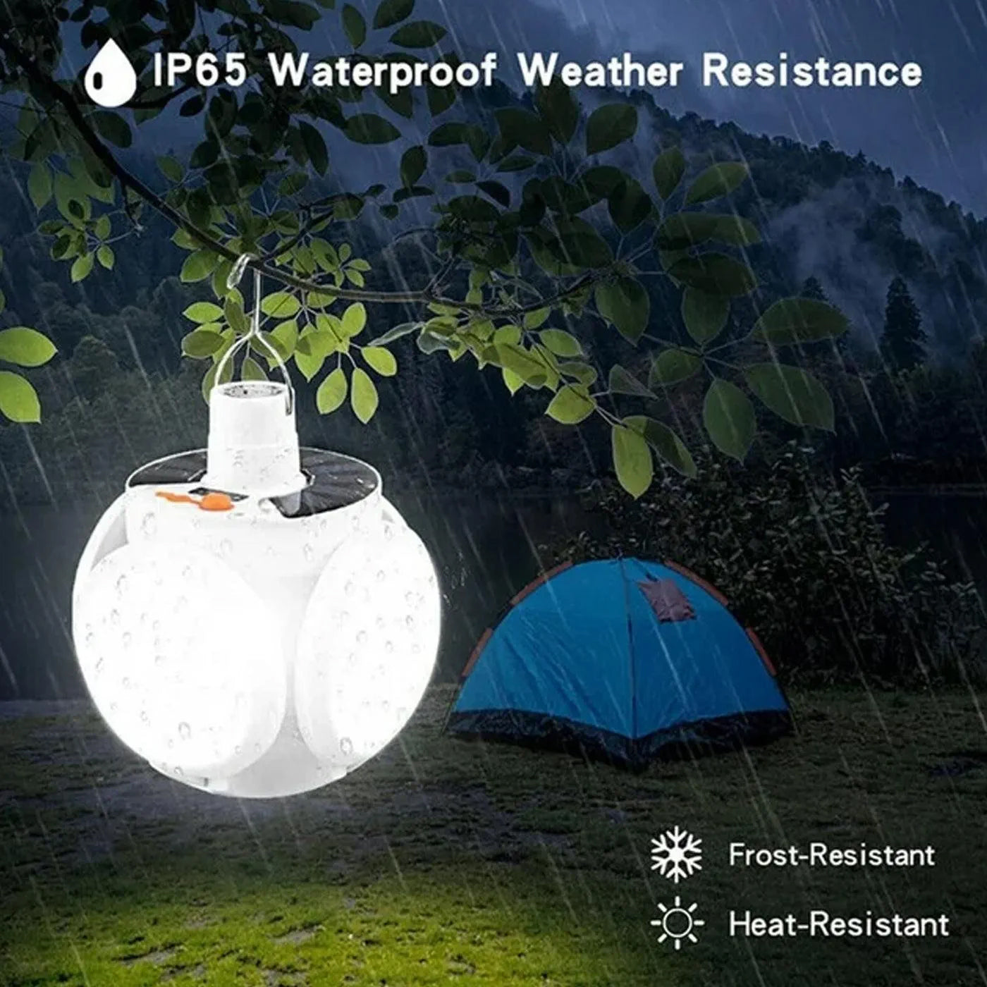 Solar Emergency Charging Lamp - Portable USB Rechargeable & Solar Powered LED Camping Light, Foldable Multi-Panel Lantern with 5 Lighting Modes, Hanging Hook for Outdoor, Home & Emergency Use