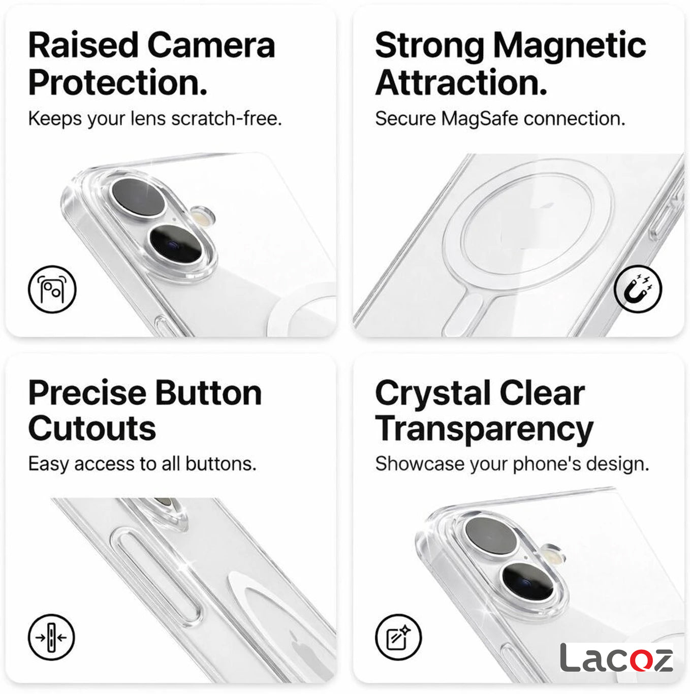 Premium Magnetic Transparent Phone Case for iPhone 17 Crystal Clear Protective Cover with Strong Magnetic Ring for Wireless Charging